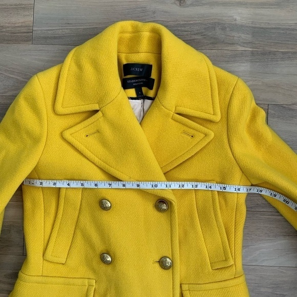 J Crew Stadium Cloth Nello Gori Yellow Pea Coat - Picture 9 of 10